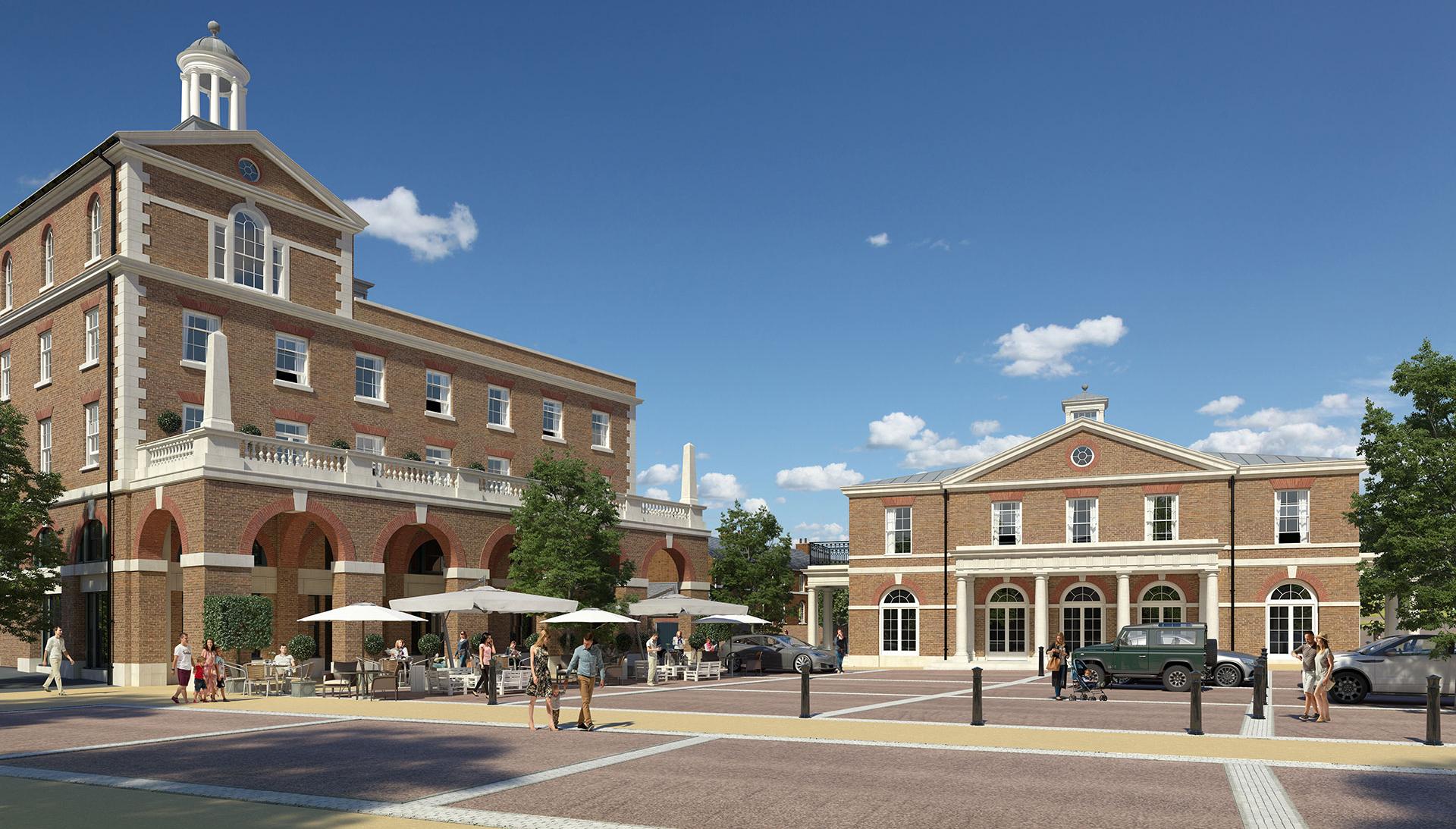 CGI of Crown & Market Square, Poundbury